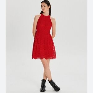 NWT SPEECHLESS Red Lace High Neck Fit & Flare Dress - XL